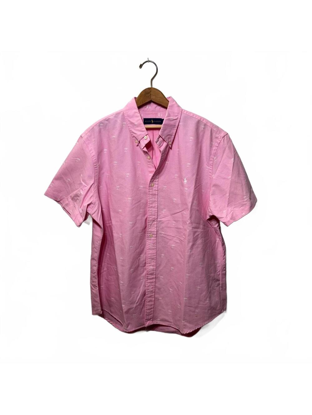 Ralph Lauren Big & Tall Pink Palm Tree Embroidered Oxford Shirt XLT